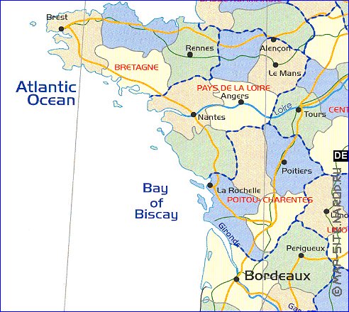 Administrativa mapa de Franca em ingles