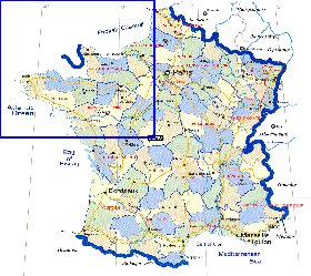 Administrativa mapa de Franca em ingles