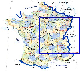 Administrativa mapa de Franca em ingles