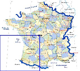 Administrativa mapa de Franca em ingles