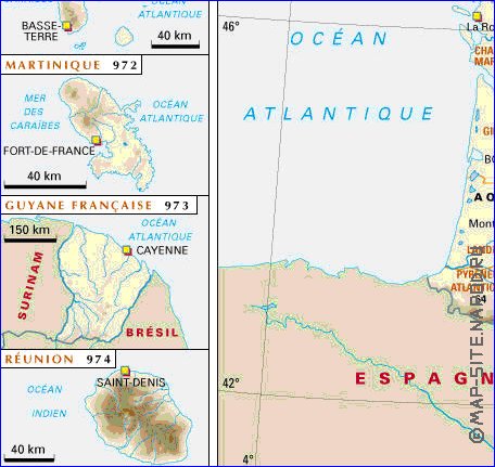 Administrativa mapa de Franca em frances