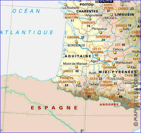 Administrativa mapa de Franca em frances