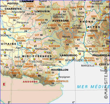 Administrativa mapa de Franca em frances