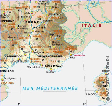 Administrativa mapa de Franca em frances