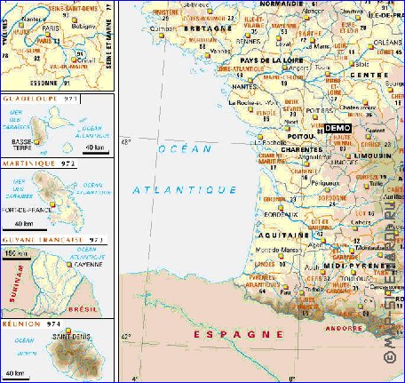 Administrativa mapa de Franca em frances