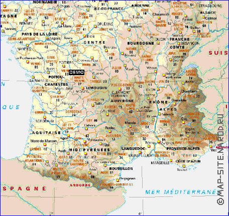 Administrativa mapa de Franca em frances