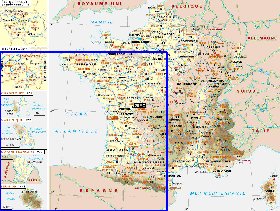 Administrativa mapa de Franca em frances