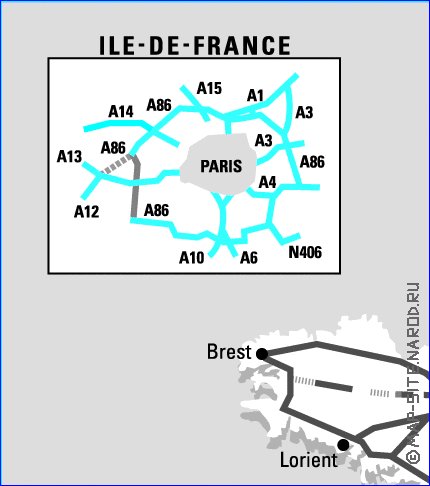 mapa de de estradas Franca em frances