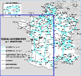 mapa de de estradas Franca em frances