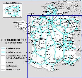 mapa de de estradas Franca em frances