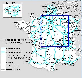 mapa de de estradas Franca em frances