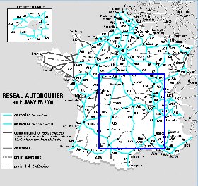 mapa de de estradas Franca em frances