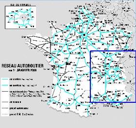 mapa de de estradas Franca em frances