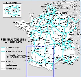 mapa de de estradas Franca em frances