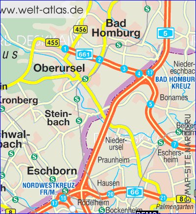 carte de Francfort-sur-le-Main en allemand