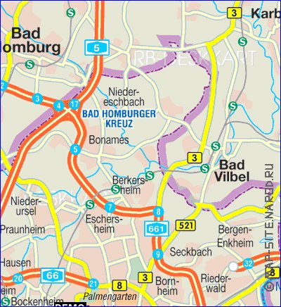 carte de Francfort-sur-le-Main en allemand