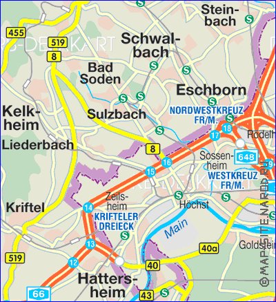 mapa de Frankfurt am Main em alemao