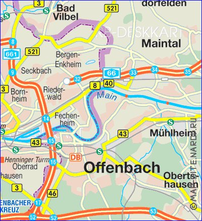 mapa de Frankfurt am Main em alemao