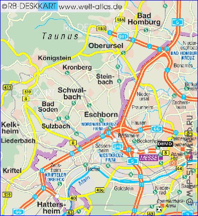 carte de Francfort-sur-le-Main en allemand