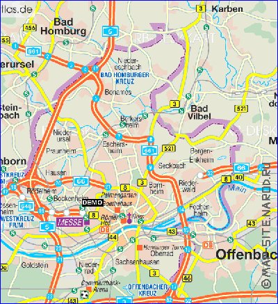 carte de Francfort-sur-le-Main en allemand