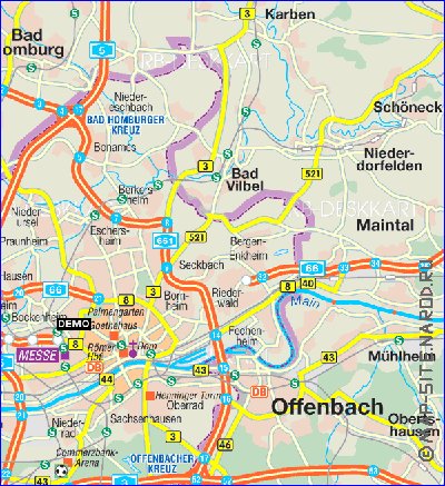 carte de Francfort-sur-le-Main en allemand