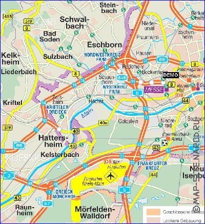 mapa de Frankfurt am Main em alemao