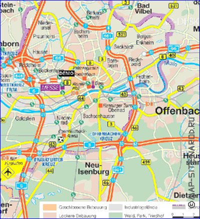 carte de Francfort-sur-le-Main en allemand