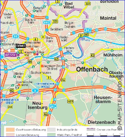 carte de Francfort-sur-le-Main en allemand